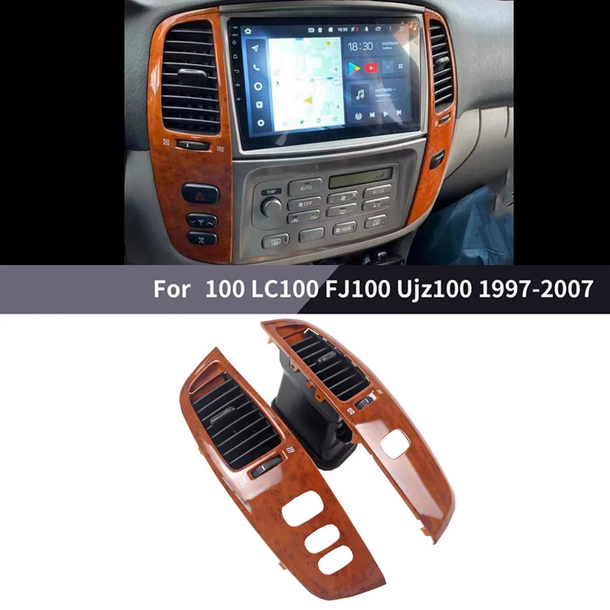 Рамка вентиляционного отверстия приборной панели салона автомобиля в сборе для Toyota Land Cruiser 100 LC100 Ujz100 FJ100 1997-2007 под дерево