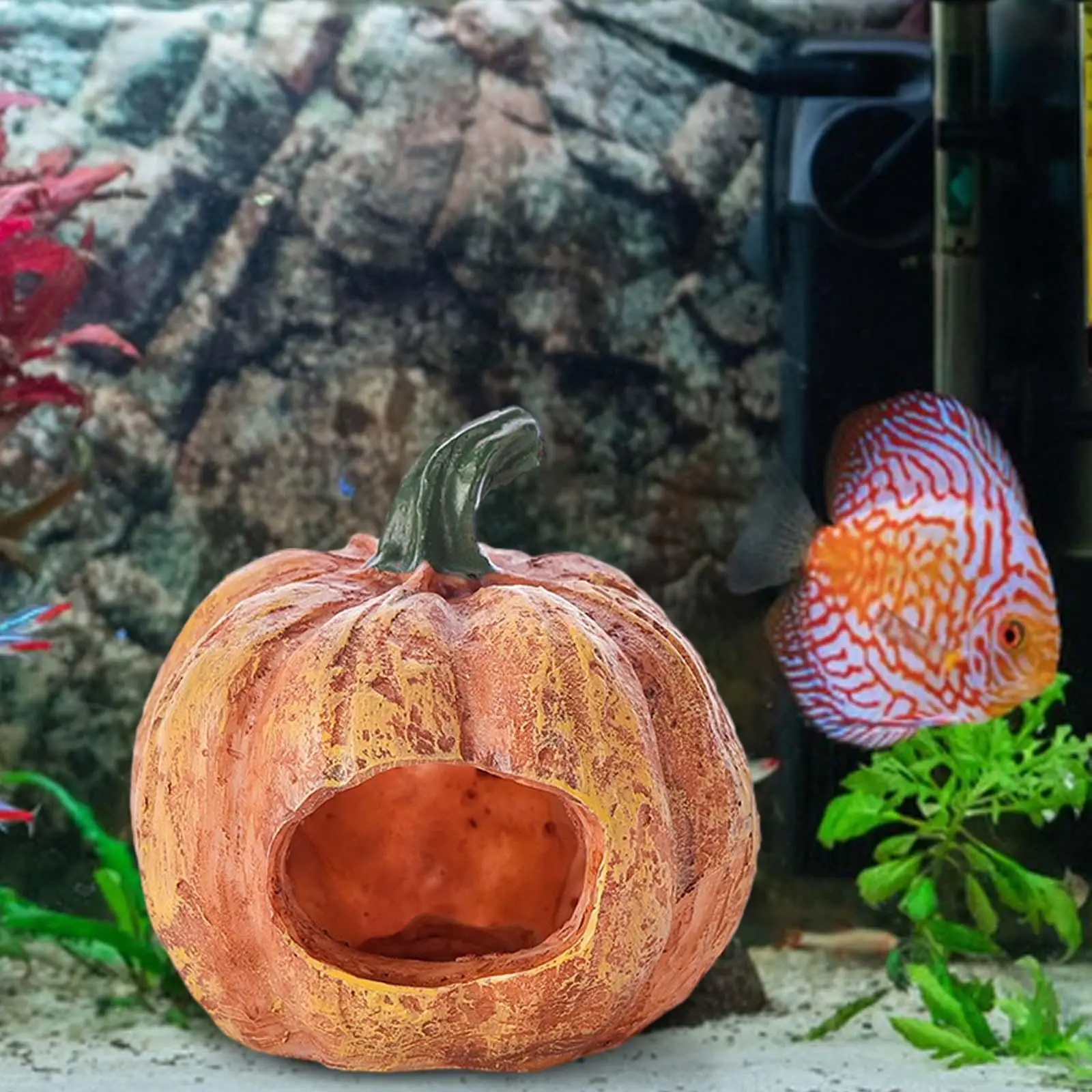 Универсальный декор для аквариума с тыквой, фигурки из тыквы в виде рыбьей шкуры, Искусственный Переносной ландшафтный дизайн