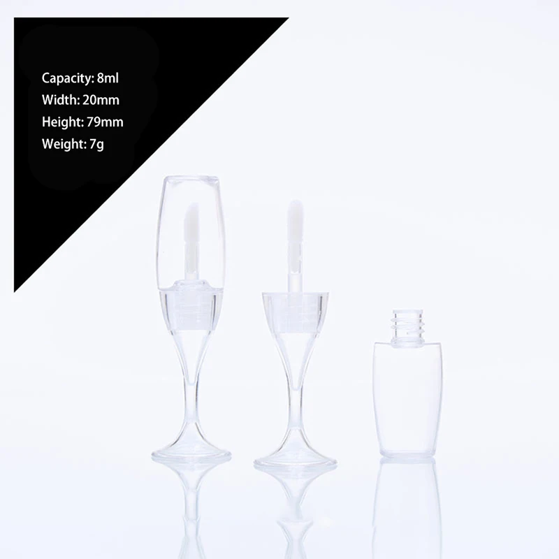 Тюбик блеска для губ в форме креативного бокала для вина объемом 8 мл, Пустые Бутылки Многоразового использования, Контейнер для губной помады, Пластиковые Бутылки для хранения косметики