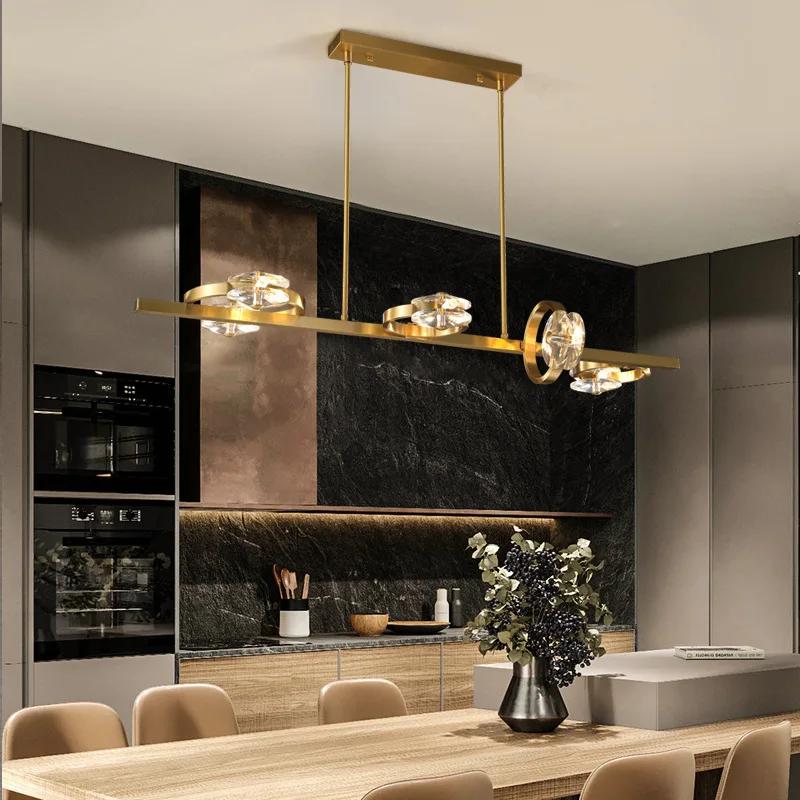 роскошные хрустальные люстры столовая светодиодная подвесная лампа кухня хрустальный потолочный светильник гостиная латунное освещение кухонные приспособления