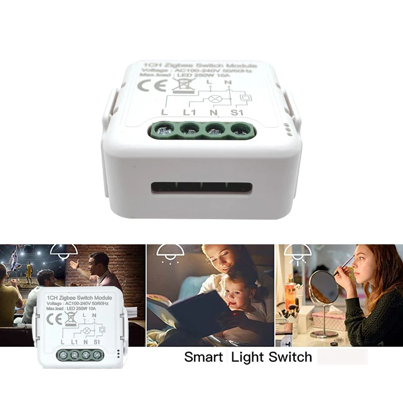 Модуль переключателя Tuya Smart ZigBee 3.0 Не требуется нейтральный провод Выключатель света Smart Home Работает с Alexa Home