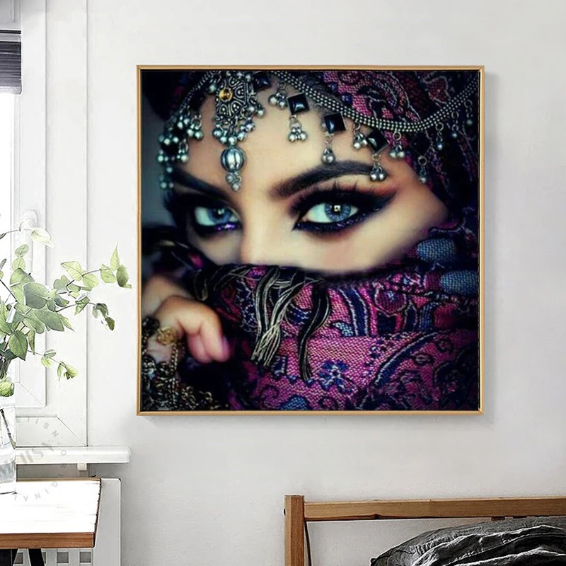 Сексуальная индианка Рисунок на холсте Декоративная живопись Исламский плакат Арабская девушка Настенное искусство для роскошной гостиной домашнего декора