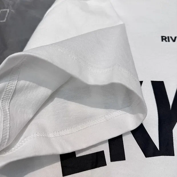 Круглый вырез 23SS
 Черно-белая футболка RRR123 для мужчин и женщин, футболка лучшего качества RRR 123