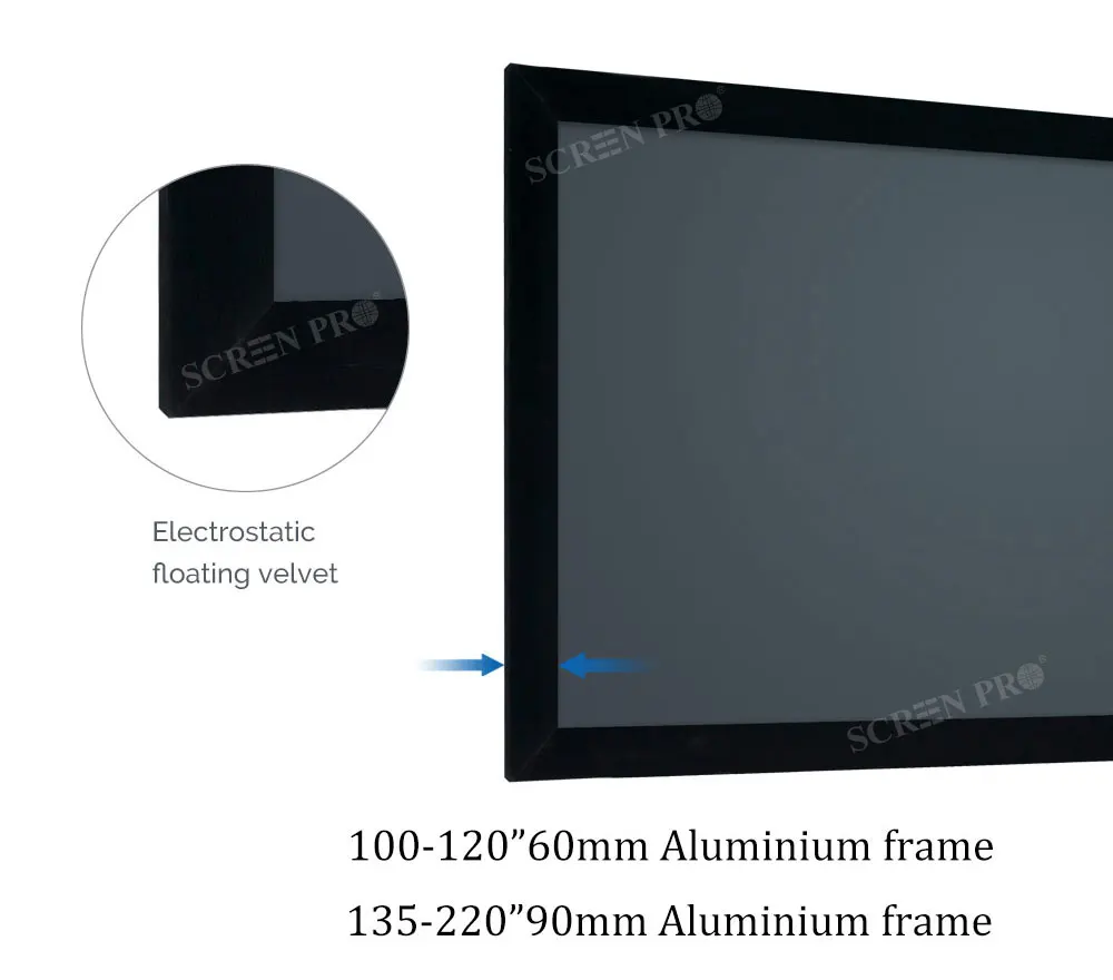 Проекционный экран SCREENPRO 92-100 дюймов ALR, серый для видеопроектора с коротким/длинным ходом HD 4K, отражающий экран 16: 9