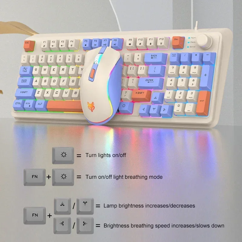 Набор проводной клавиатуры и мыши ZIHOTEL, механическая сенсорная игровая клавиатура и мышь для настольного ноутбука Technado 키보드