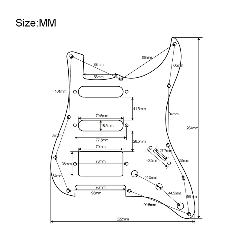 1 шт. Многоцветная 3-слойная накладка для гитары SSH с 11 отверстиями, пластина против царапин для электрогитары ST FD