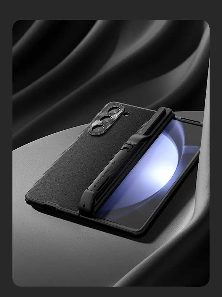Для Samsung Galaxy Z Fold 5 Чехол Fold5 NILLKIN S Pen Слот Карман Мягкая кожаная линза защищает конфиденциальность Задняя крышка подставки держателя