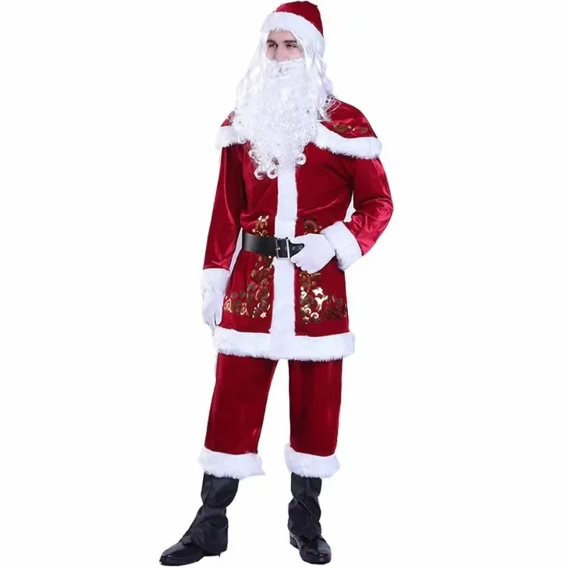 Костюмы Санта-Клауса для Косплея, Рождество, Новый Год, Мужские костюмы на Хэллоуин, роскошные Классические костюмы для карнавальных вечеринок, костюмы для ролевых игр, одежда