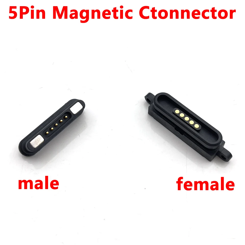 1 пара 5-контактных с ушками Водонепроницаемых магнитных Pogo-контактных разъемов с большим током 5P, Pogopin, мужской и женский, подпружиненная розетка постоянного тока