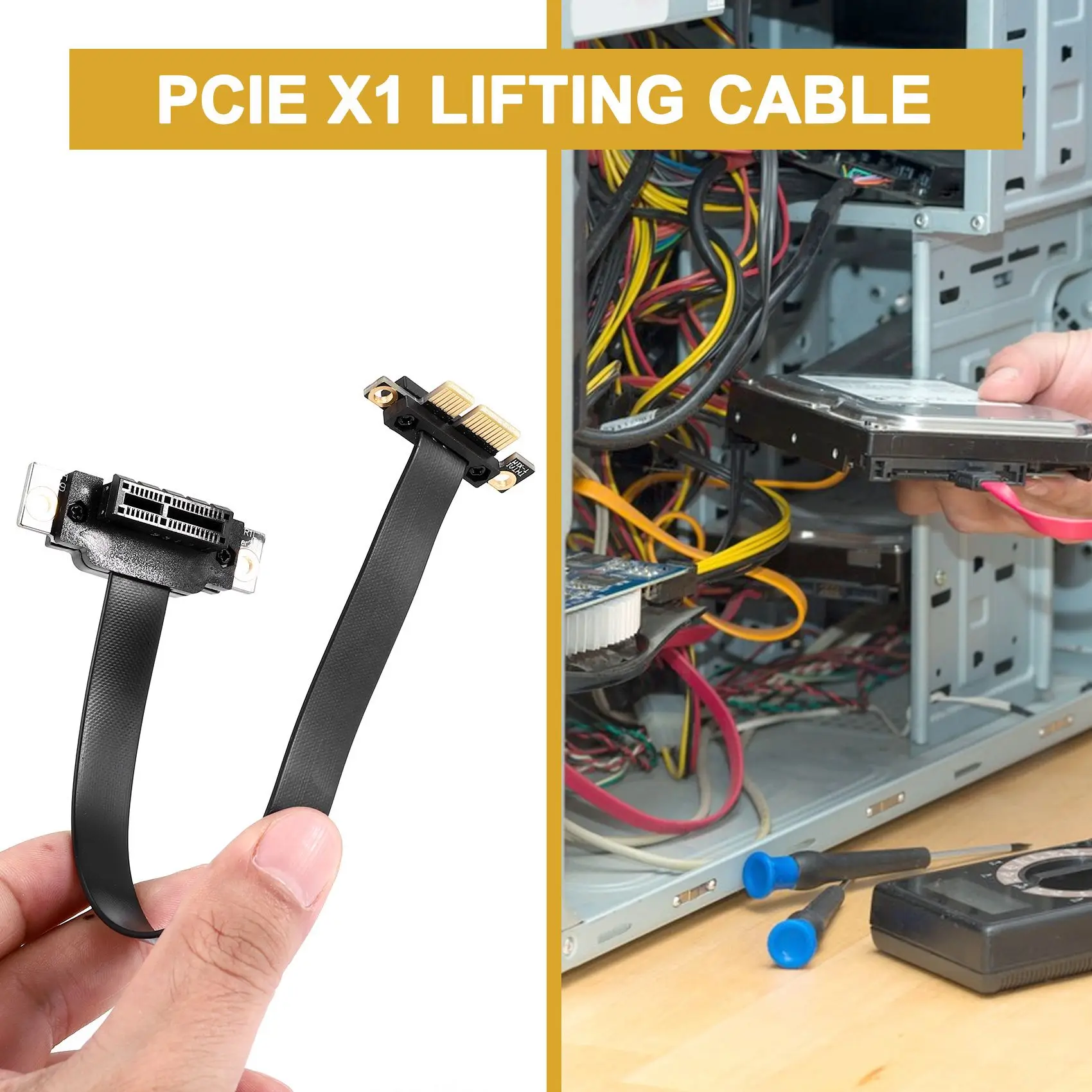 PCIE X1 Riser Cable Двойной 90-Градусный Прямоугольный Удлинитель PCIe 3.0 X1-X1 8 Гбит/с PCI Express 1X Riser Card 20 см