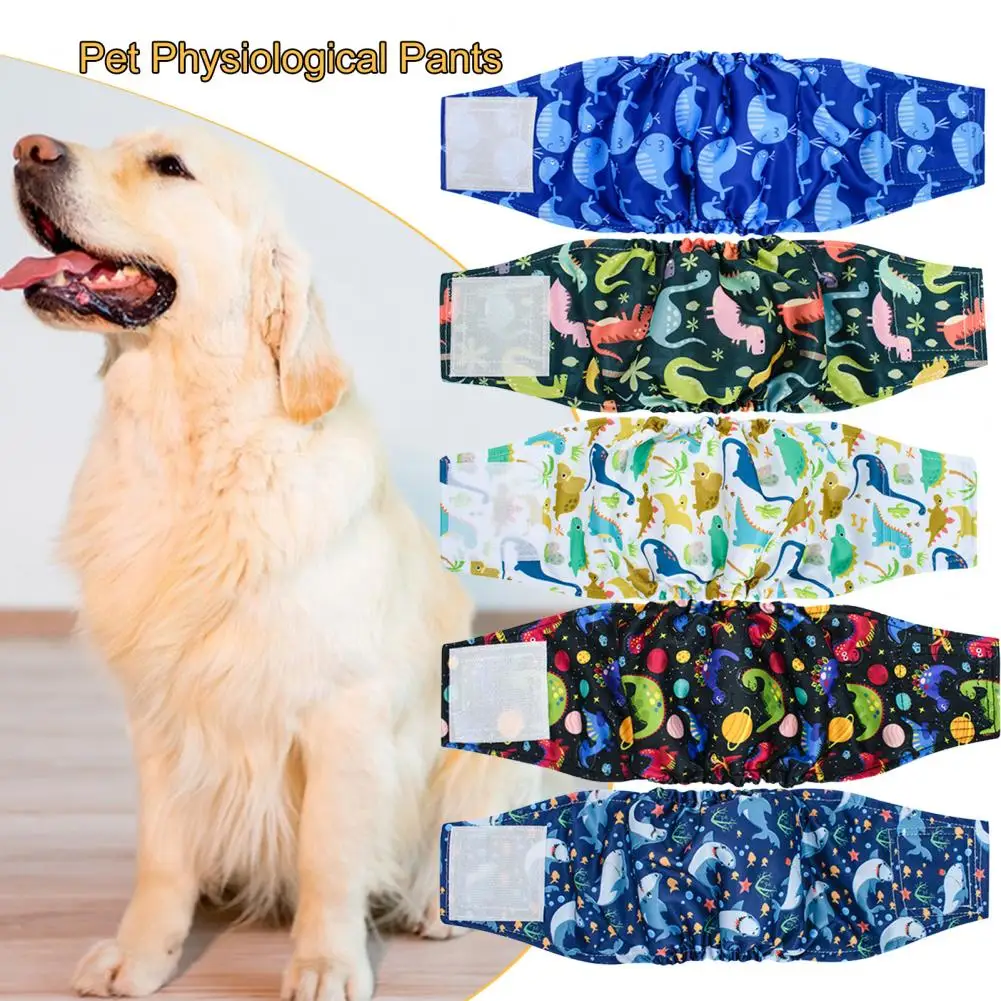Удобные подгузники для собак, физиологические штаны для домашних животных, Регулируемые Герметичные подгузники для кобелей с высокой резинкой на животе от недержания