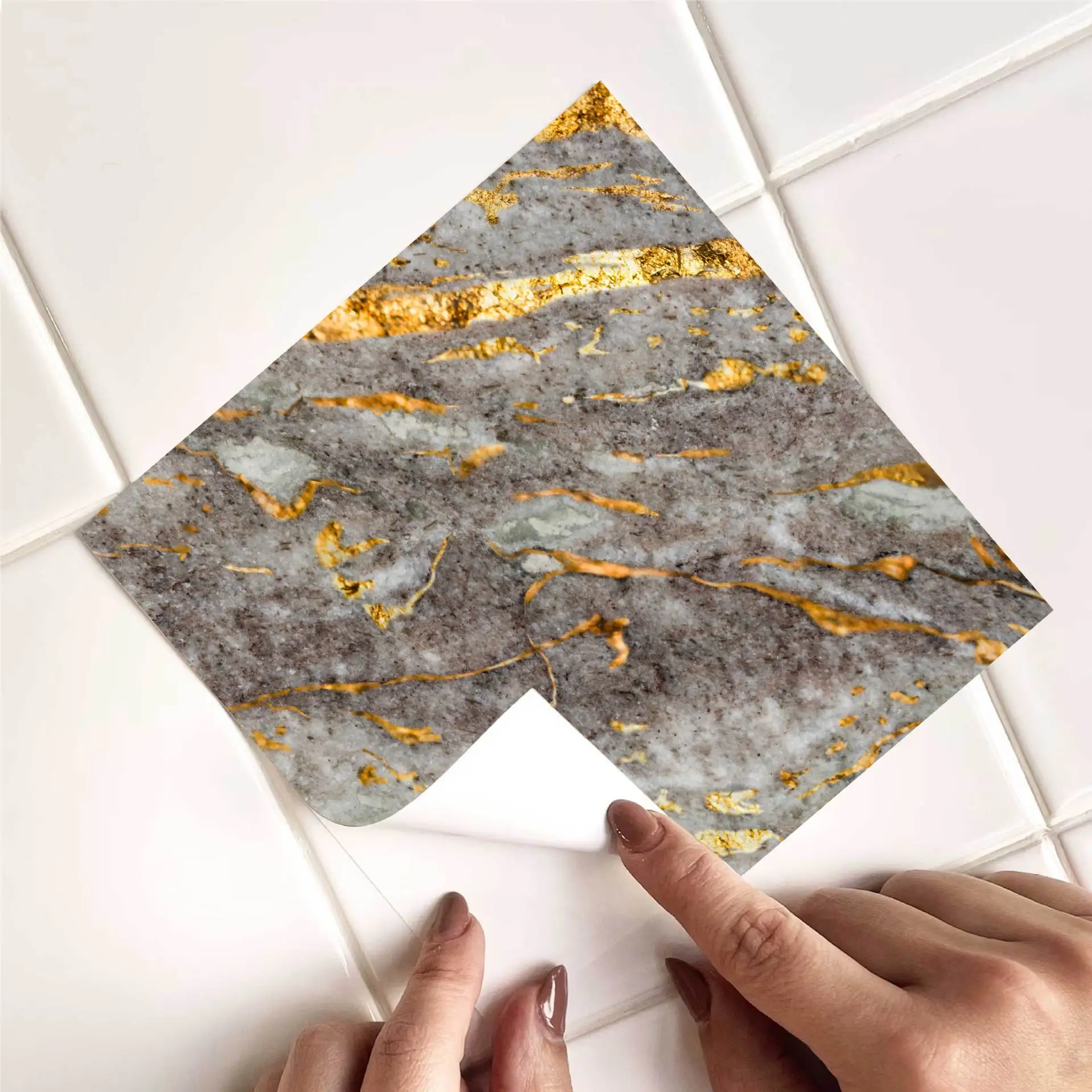 Наклейки для переноса виниловой настенной плитки с эффектом мрамора, самоклеящиеся наклейки для плитки на заднюю панель для декора ванной комнаты Kithchen
