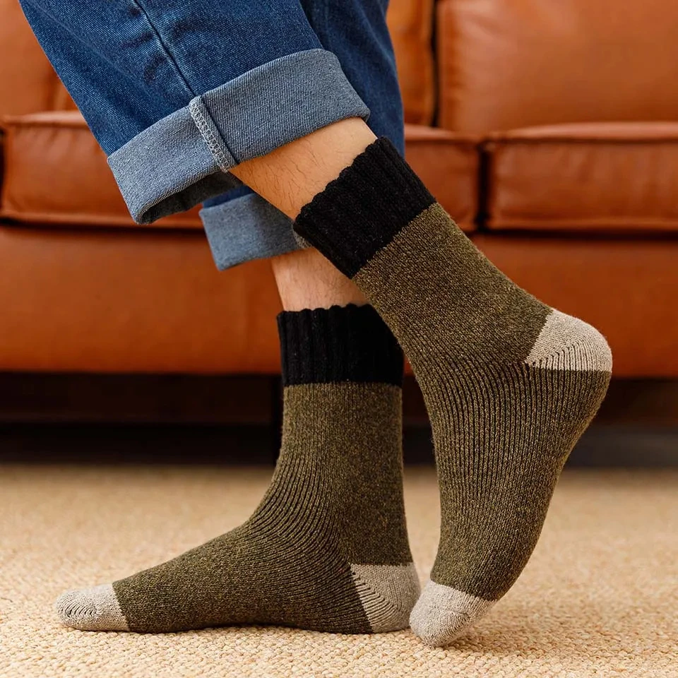 3 пары мужских зимних толстых теплых шерстяных носков в стиле харадзюку, мериносово-кашемировые носки в стиле ретро, высококачественные повседневные длинные носки больших размеров