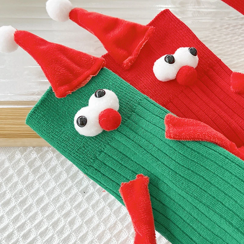 1 пара рождественских носков с магнитом, креативные магнитные носки-присоски для Хэллоуина, хлопчатобумажные носки с носком 3D, пара носков 