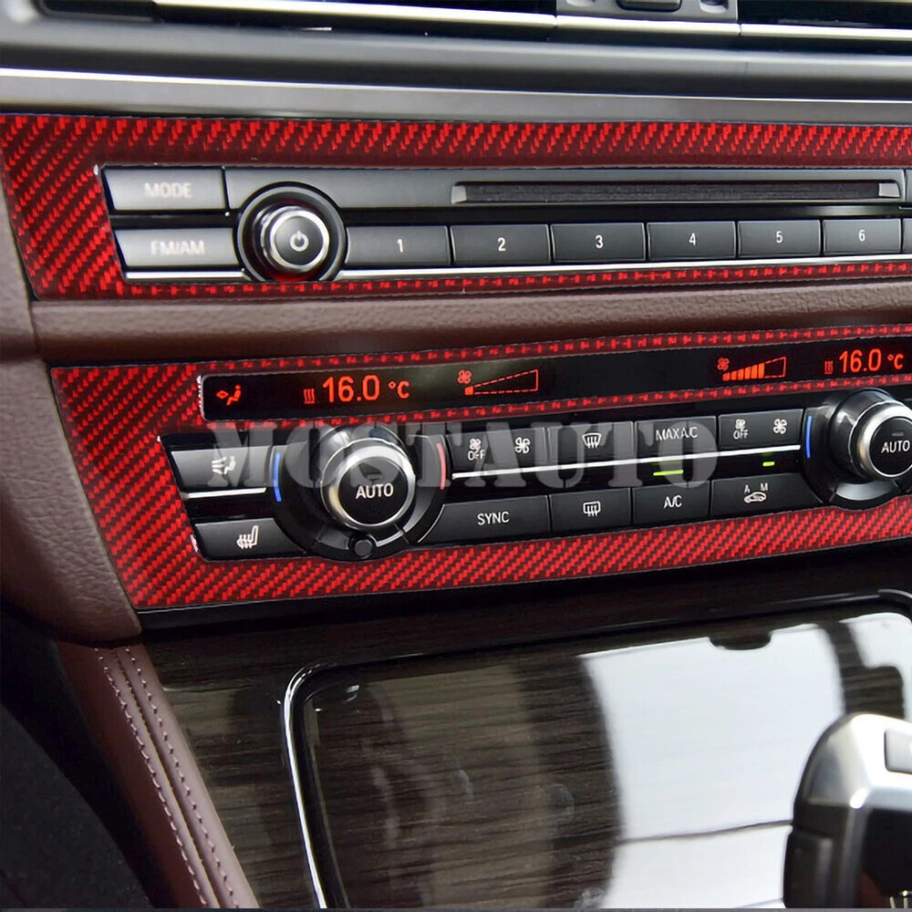 Для BMW 5 серии F10, внутренняя отделка центральной консоли из мягкого углеродного волокна, накладка на CD-панель 2011-2016, 2 шт. (2 цвета)