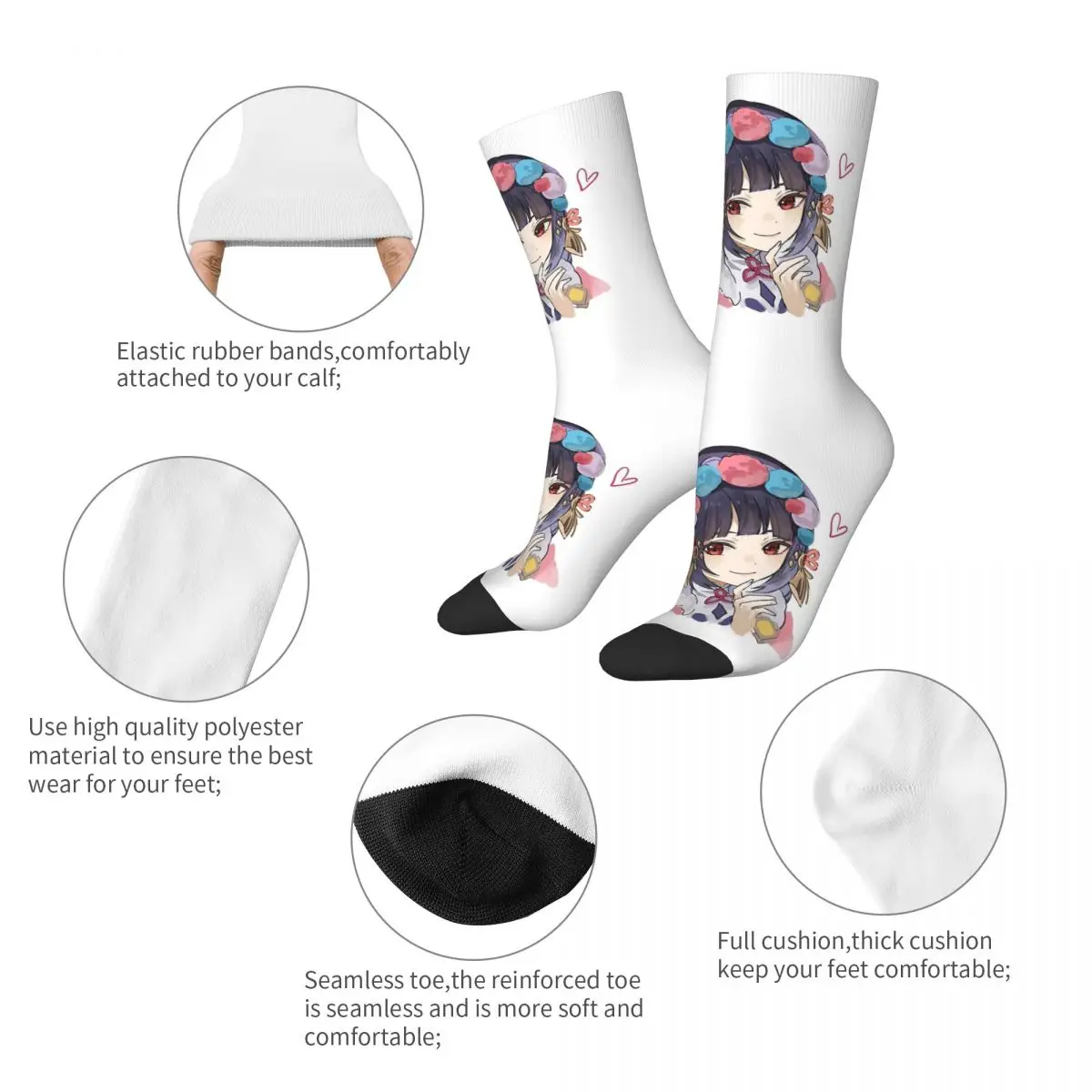 Яэ Мико Кицунэ, милые носки для приключенческой игры Genshin Impact, мужские и женские зимние чулки, полиэстер