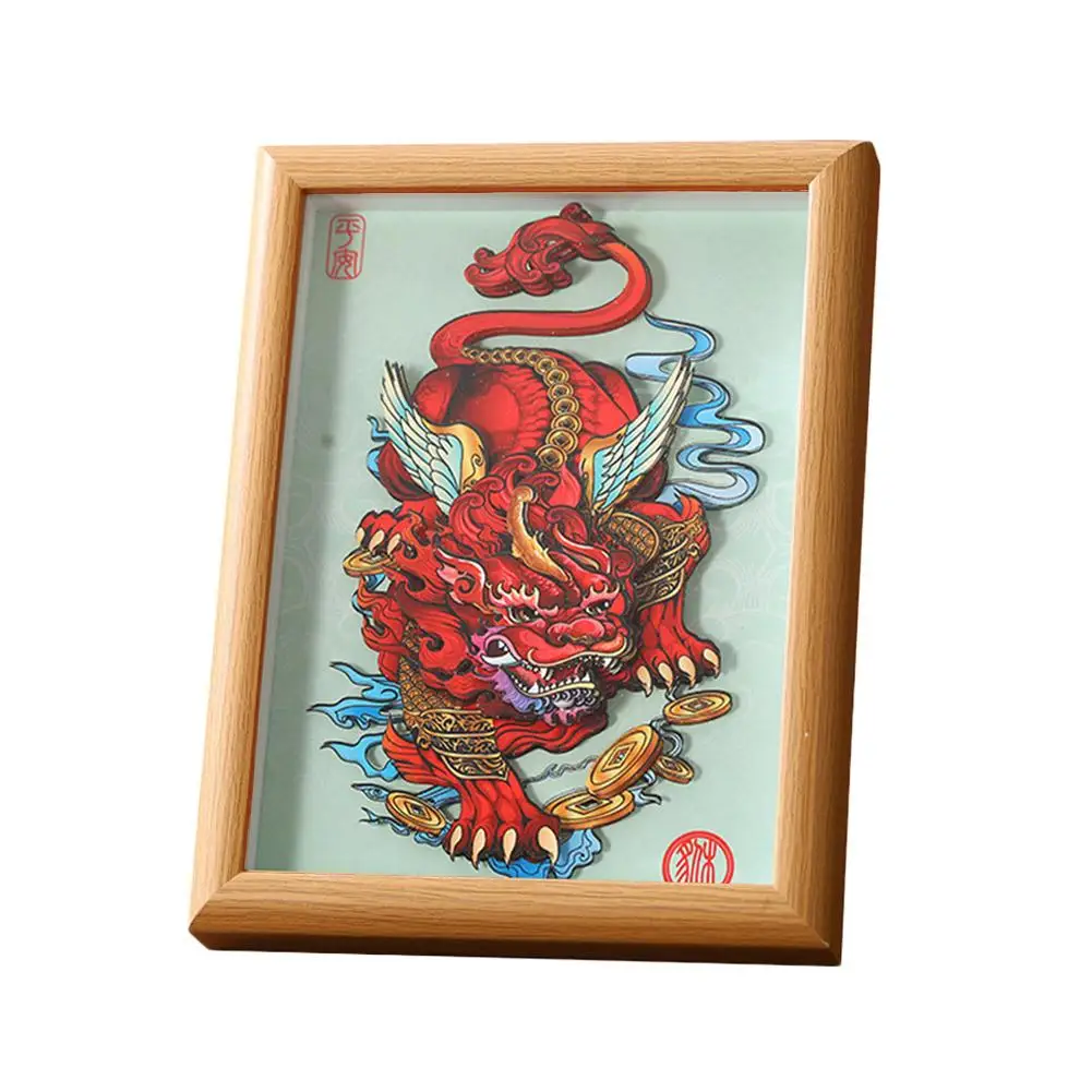 Декоративная рамка ручной работы с трехмерным львом, Национальный прилив, Национальная мода Xingshi, вырезанная из бумаги фоторамка ручной работы