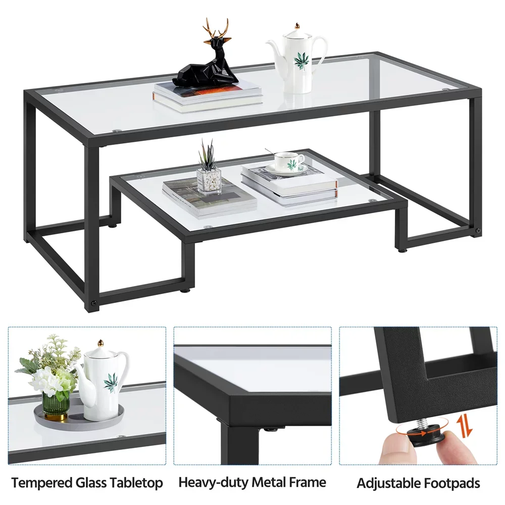 Современный стеклянный журнальный столик с Металлическим каркасом, Черный, Мебель, Мебель для гостиной, Простой и современный журнальный столик, Центральный стол